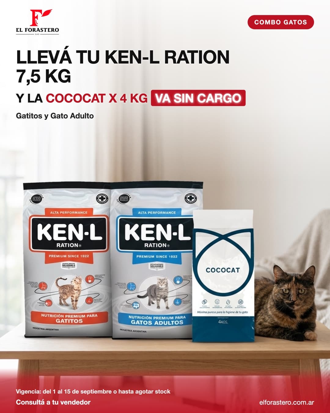 Llevá tu Ken-L Ration 7,5 kg y la Cococat x 4 kg va sin cargo