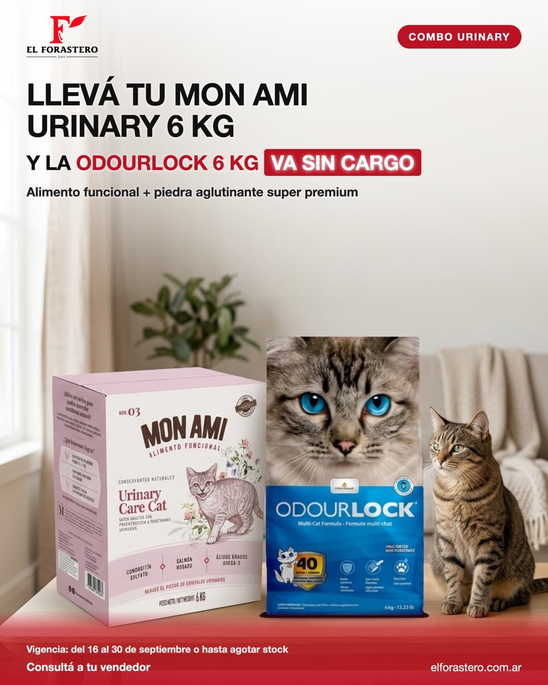 Llevá tu Mon Ami Urinary 6 kg y la Odourlock 6 kg va sin cargo