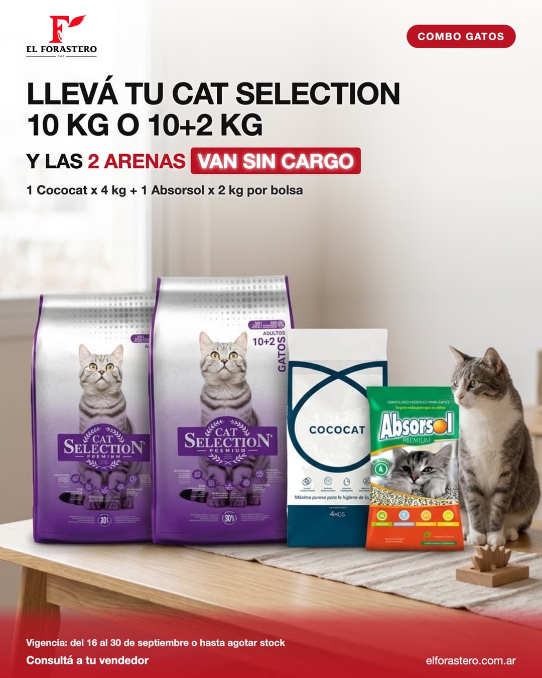 Llevá tu Cat Selection 10 kg o 10+2 kg y las 2 arenas van sin cargo