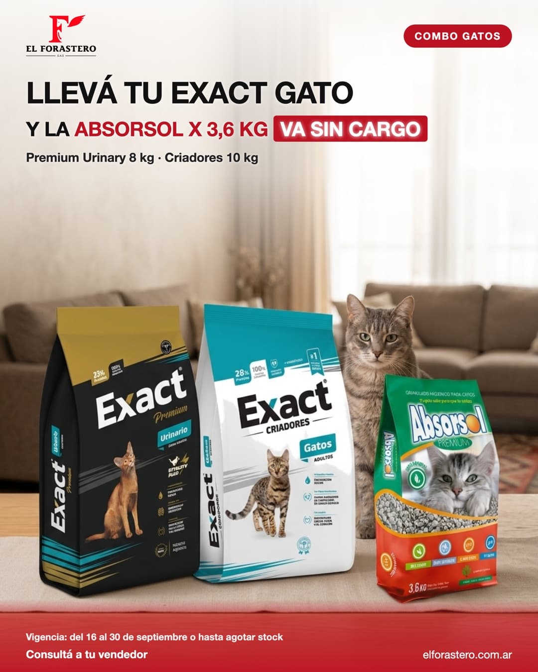 Llevá tu Exact Gato y la Absorsol x 3,6 kg va sin cargo
