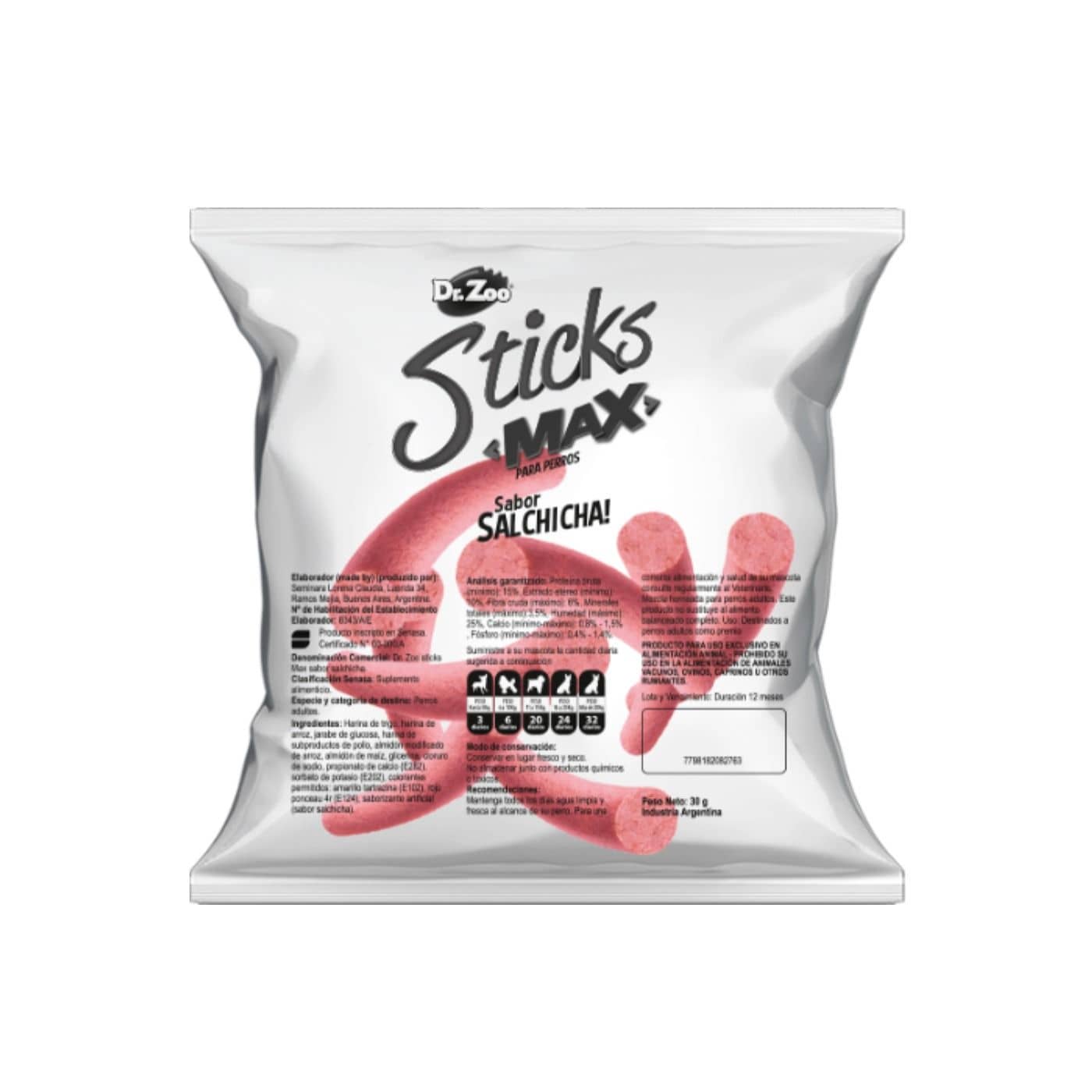 Dr Zoo Sticks Max Salchicha x 30 g