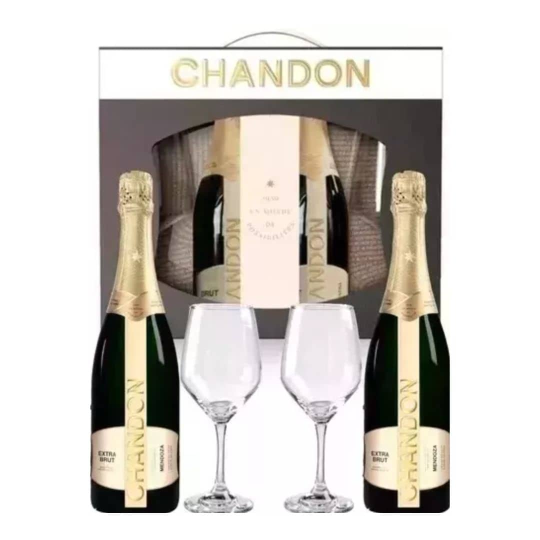 Chandon 2 Extra Brut x 750 ml + 2 Copas