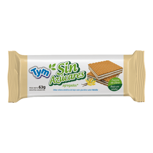 TYM - Obleas Sin Azúcar Vainilla x 63 g