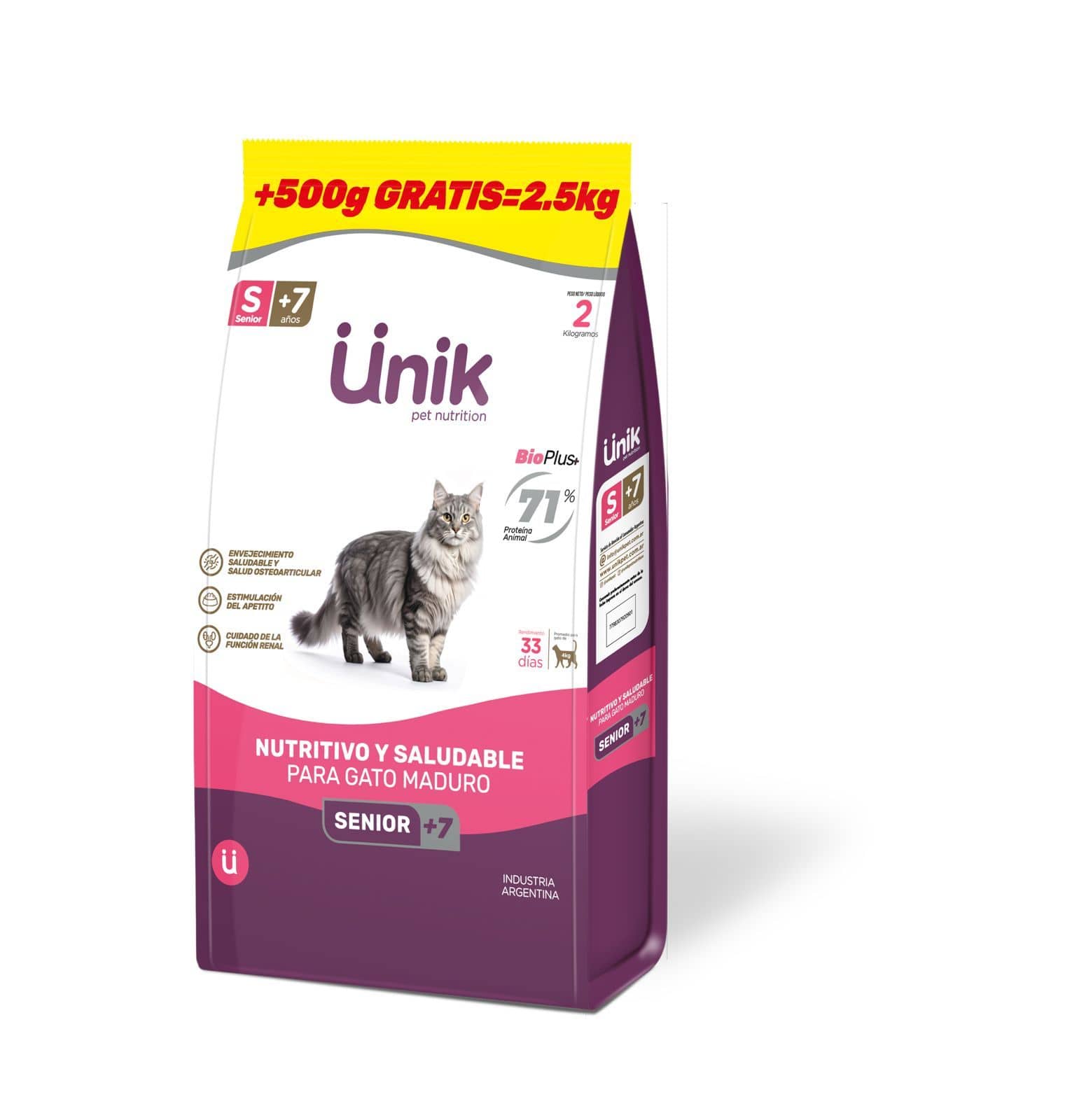 Unik Cat Adulto Senior + 7 x 2 + 0,5 kg
