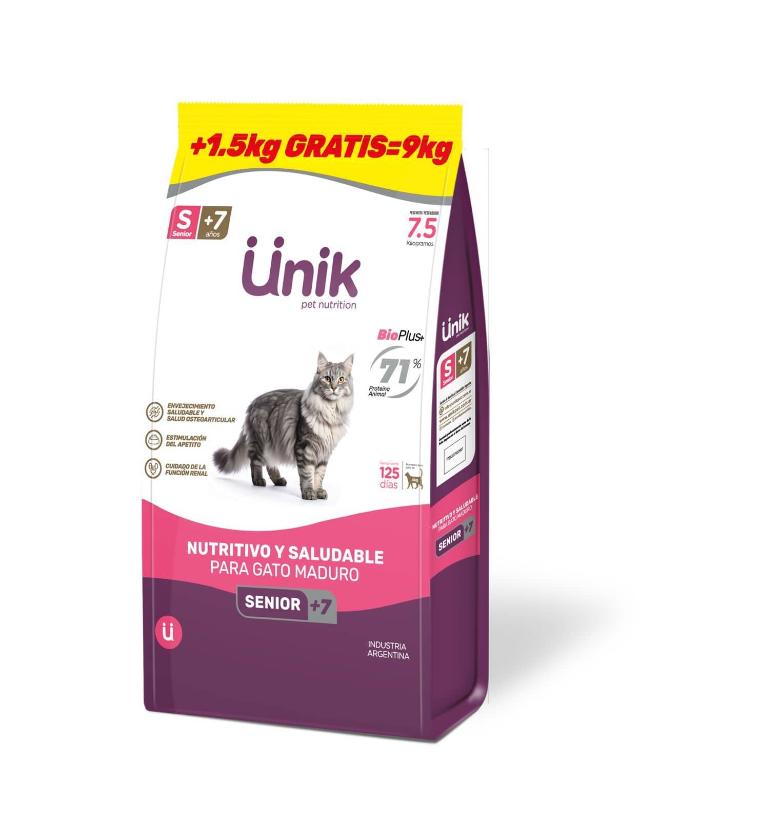 Unik Cat Adulto Senior + 7 x 7,5 + 1,5 kg