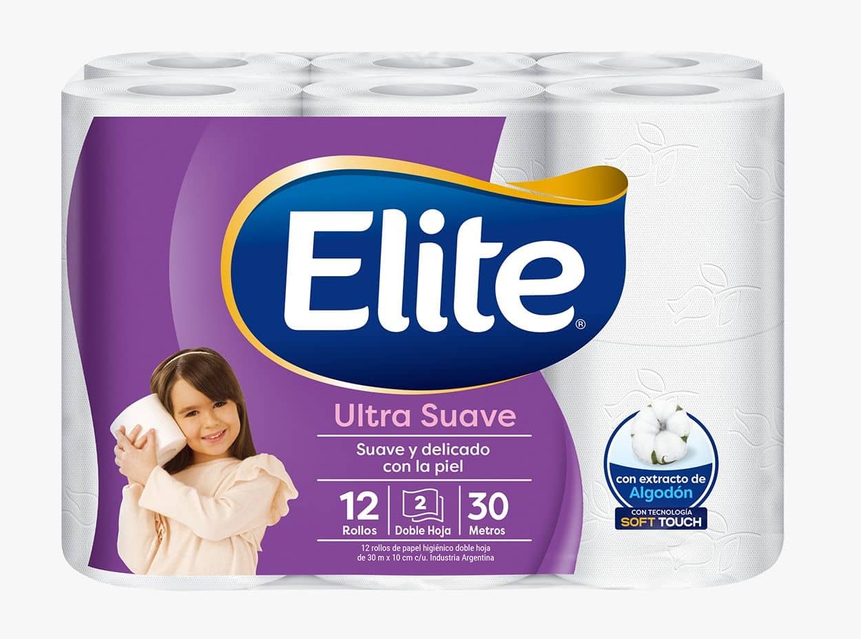Elite Papel Higiénico Doble Hoja x 30 m x 12 rollos