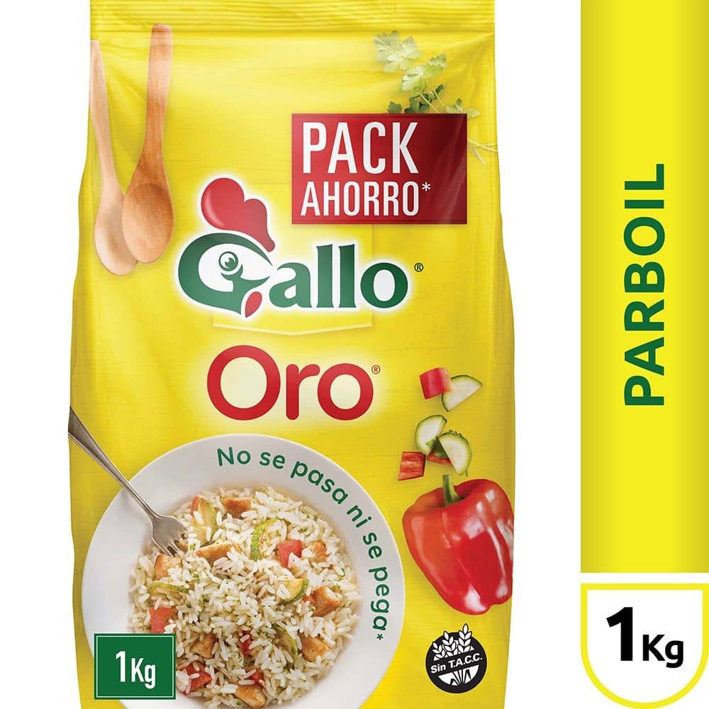 Arroz Gallo Oro Parboil Bolsa x 1 kg